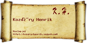 Kozáry Henrik névjegykártya